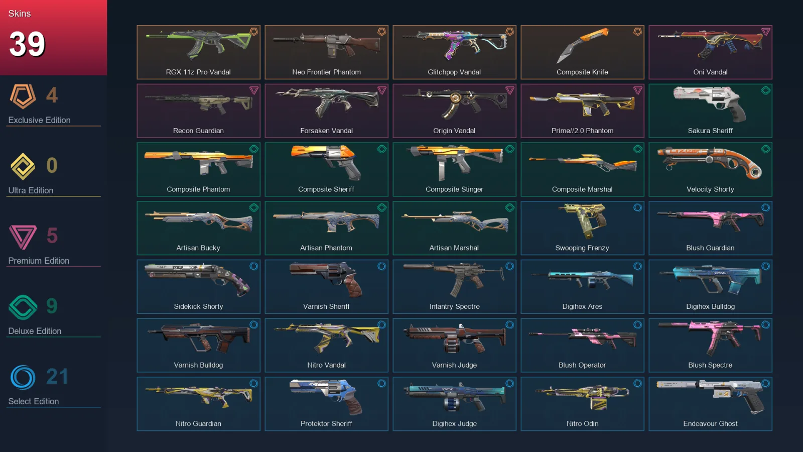 LA | Lv174 | Unranked | 39 Skin | 27 Agent | 87 Buddy