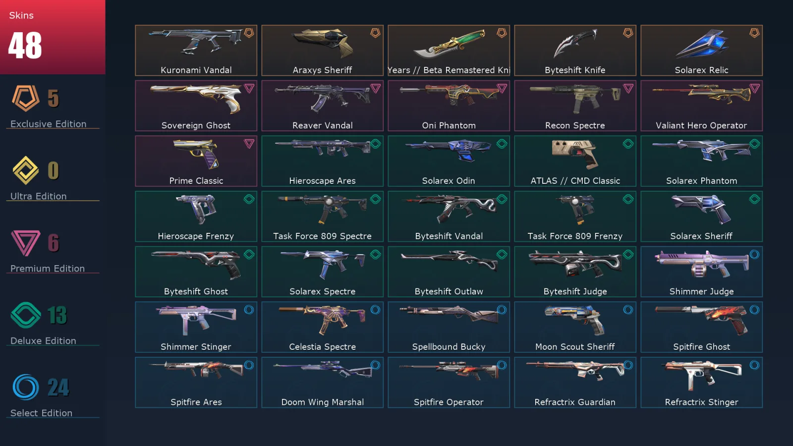 [Valorant] | EU | Level 97 | 29 Agents | 48 Skins