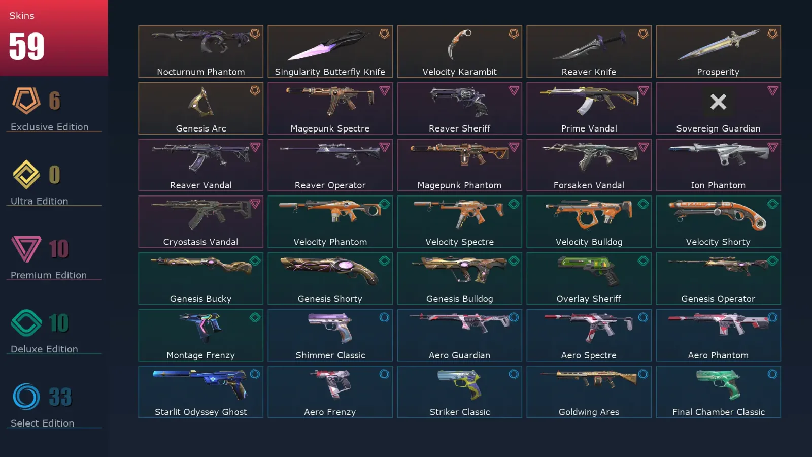 [Valorant] | EU | Level 295 | Diamond 1 | 29 Agents | 59 Skins