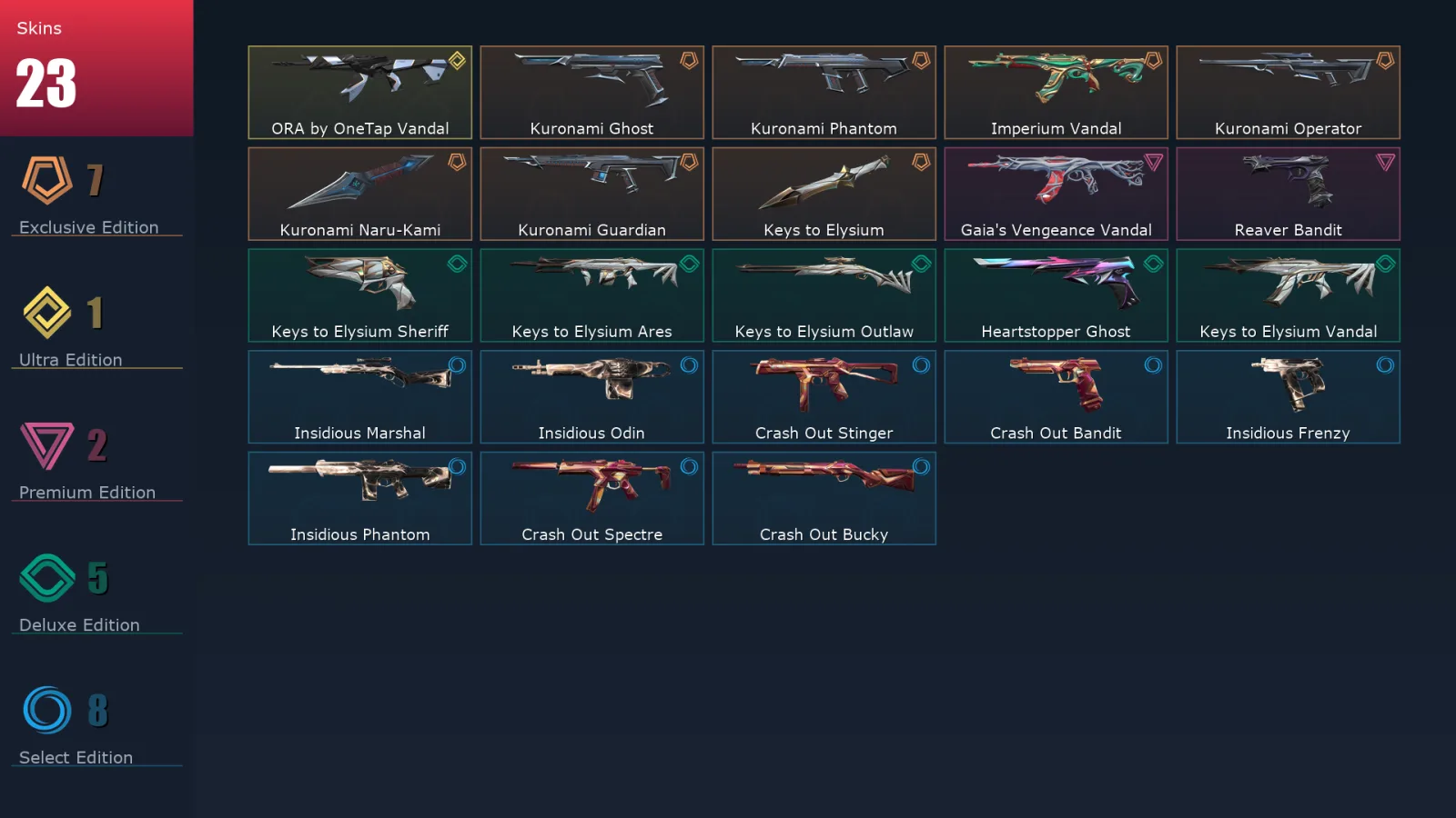 [Valorant] | EU | Level 60 | Ascendant 2 | 17 Agents | 23 Skins