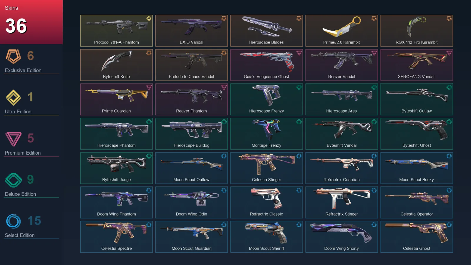 EU | Lv89 | Unranked | 36 Skin | 29 Agent | 41 Buddy