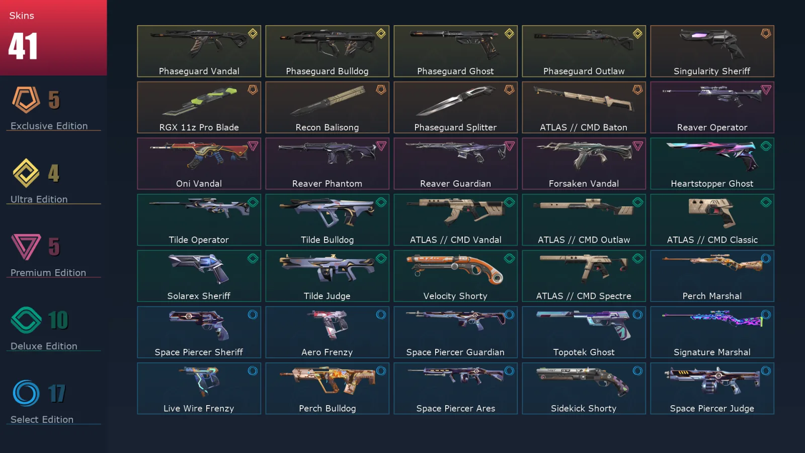 [Valorant] | EU | Level 156 | Diamond 2 | 29 Agents | 41 Skins