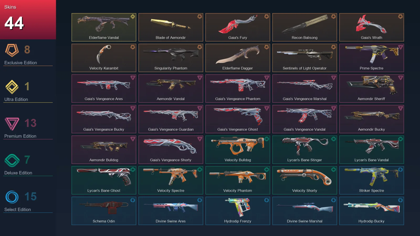 AP | Lv56 | Unranked | 44 Skin | 18 Agent | 39 Buddy — Valorant account
