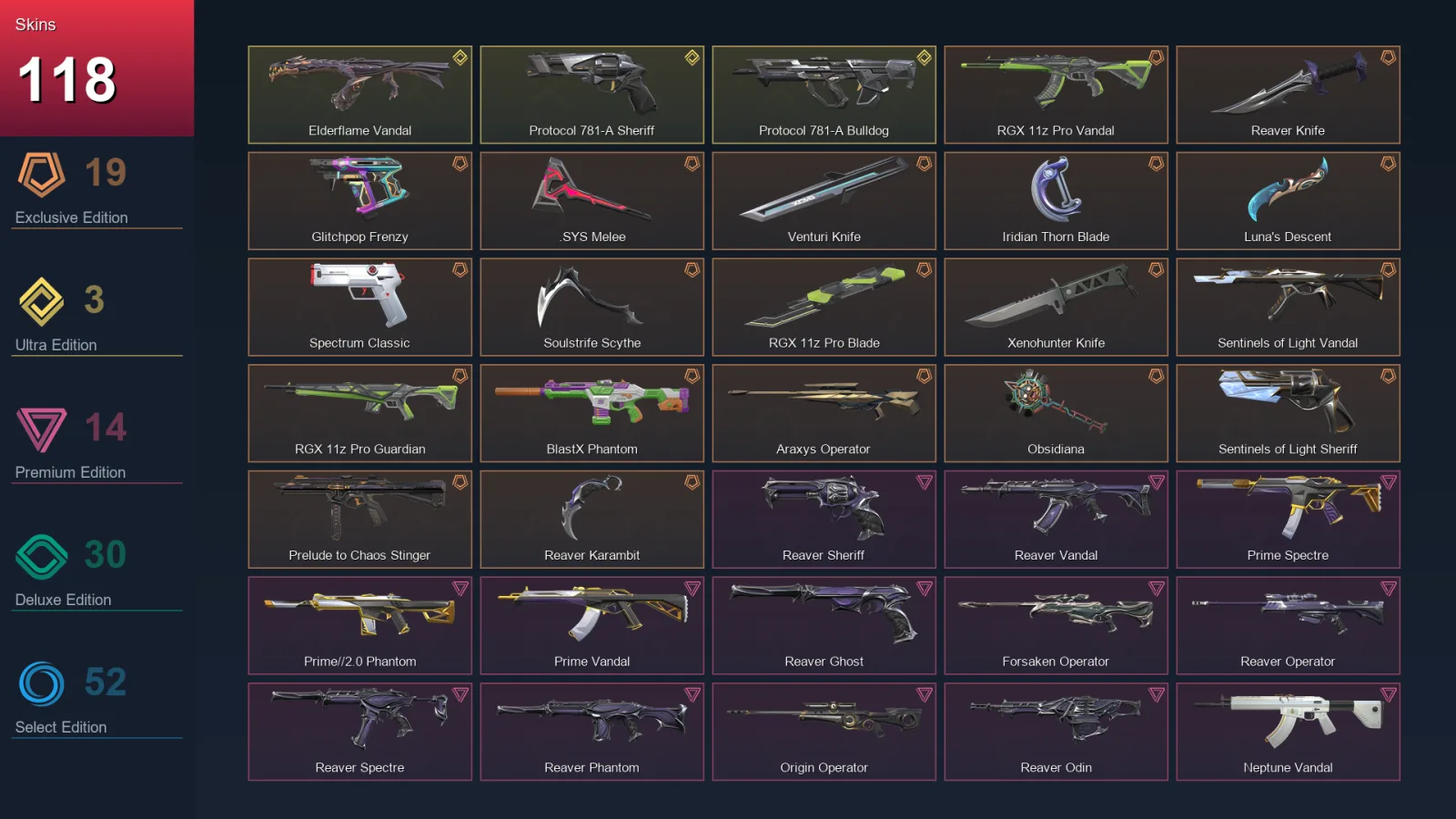 AP | Lv97 | Unranked | 118 Skin | 24 Agent | 78 Buddy