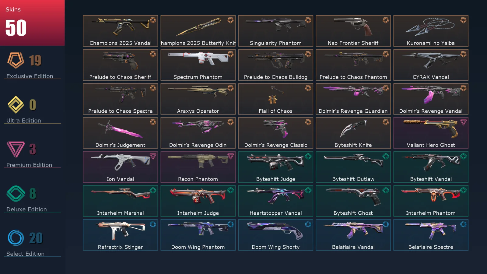 [Valorant] | EU | Level 67 | Silver 3 | 25 Agents | 50 Skins