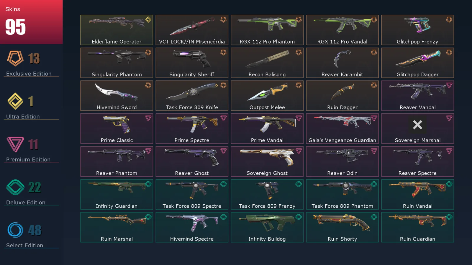 [Valorant] | EU | Level 308 | 28 Agents | 95 Skins