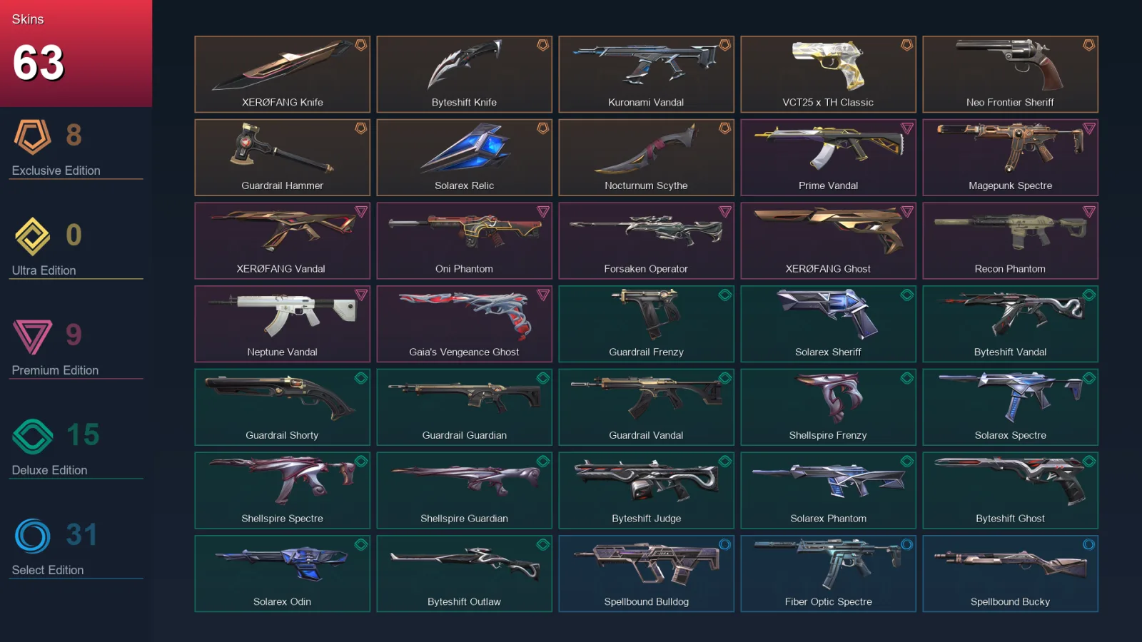 EU | Lv119 | Unranked | 63 Skin | 27 Agent | 77 Buddy