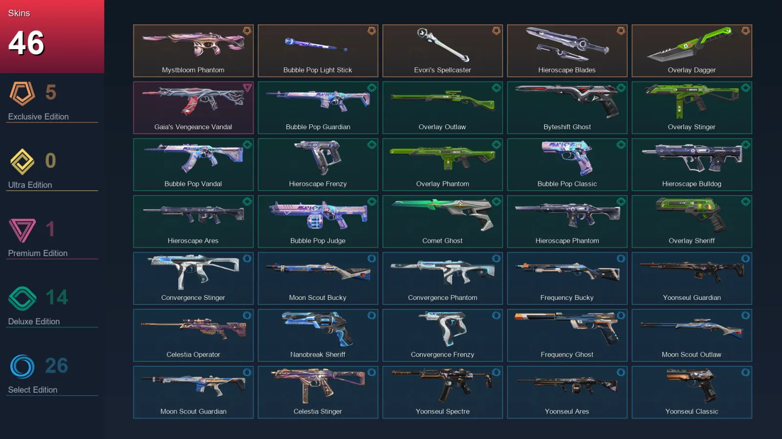 LA | Lv125 | Unranked | 46 Skin | 27 Agent | 62 Buddy