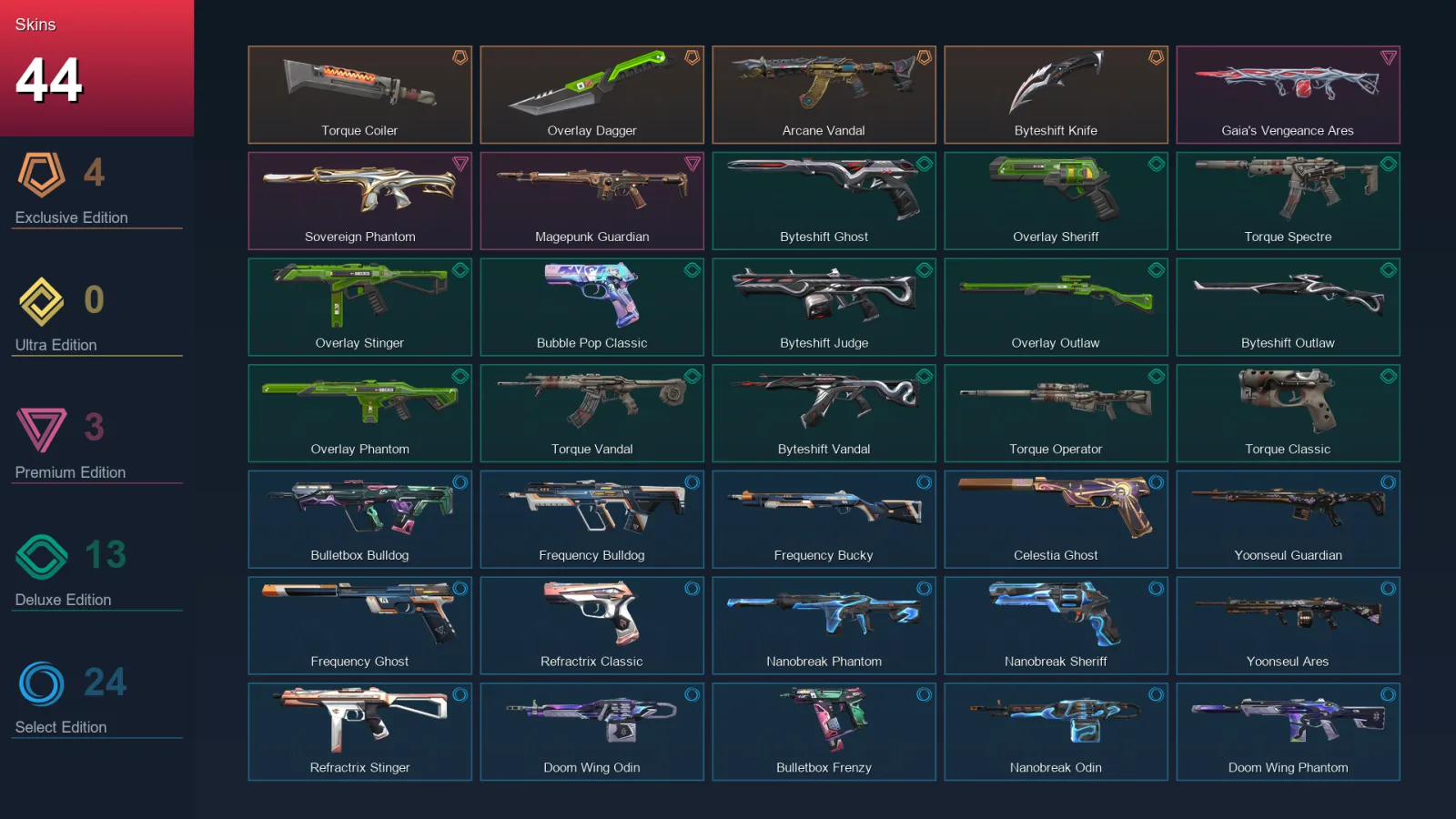 LA | Lv114 | Unranked | 44 Skin | 27 Agent | 58 Buddy — Overlay Dagger