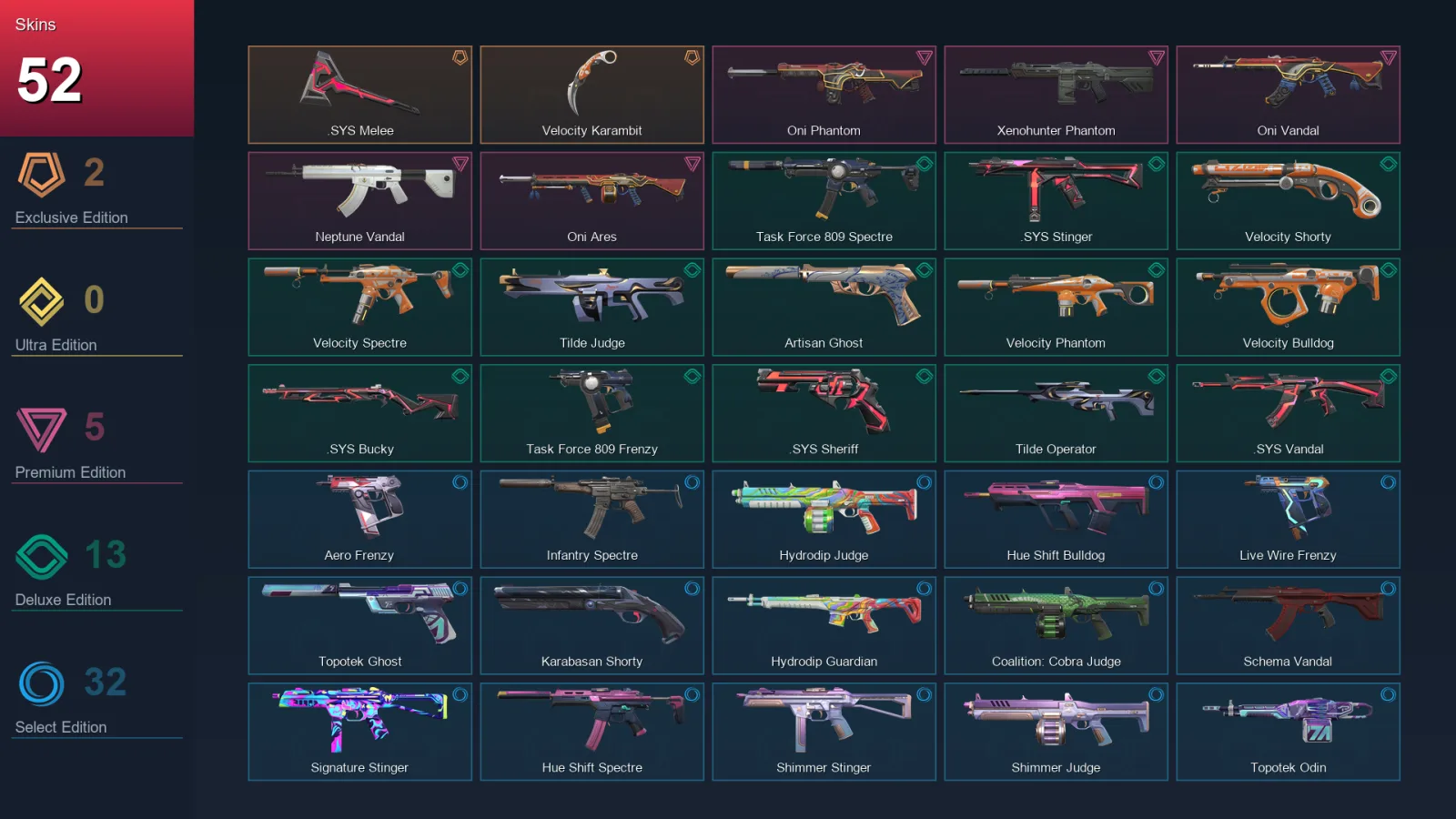 AP | Lv113 | Unranked | 52 Skin | 23 Agent | 68 Buddy