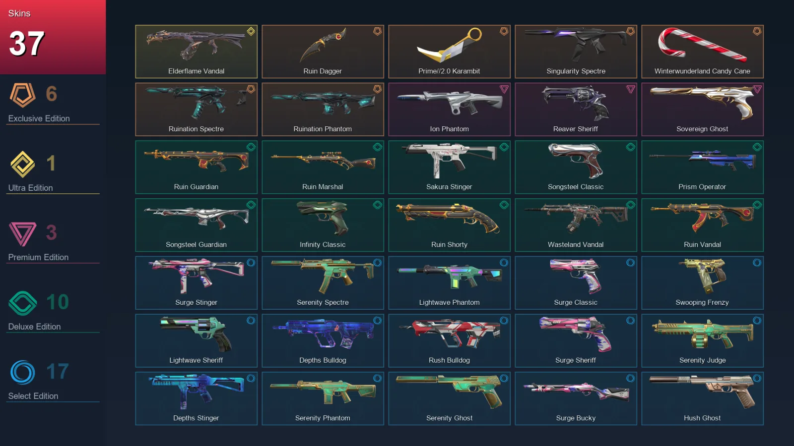 NA | Lv70 | Unranked | 37 Skin | 18 Agent | 45 Buddy
