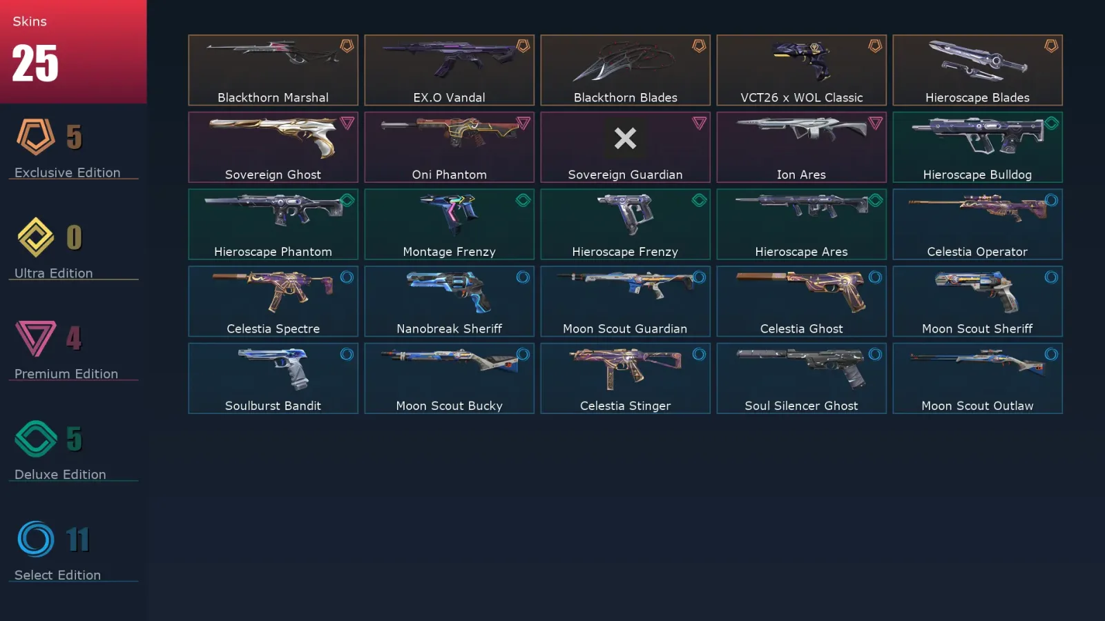 [Valorant] | EU | Level 141 | Gold 3 | 25 Agents | 25 Skins — Valorant account