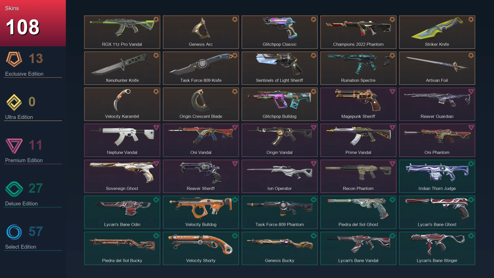 AP | Lv253 | Unranked | 108 Skin | 26 Agent | 105 Buddy
