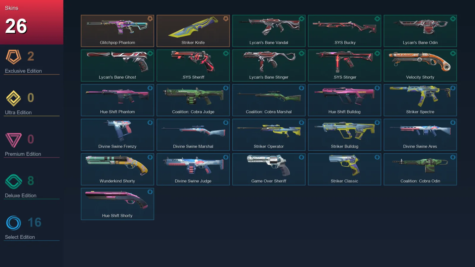 NA | Lv103 | Unranked | 26 Skin | 22 Agent | 47 Buddy