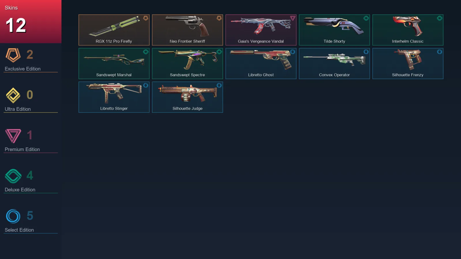 EU | Lv103 | Unranked | 12 Skin | 28 Agent | 44 Buddy