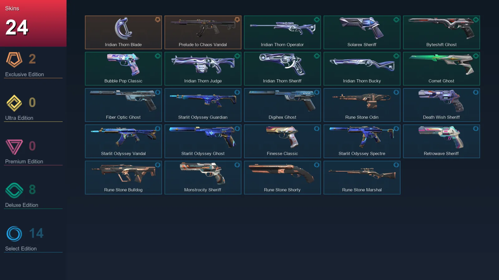 EU | Lv220 | Unranked | 24 Skin | 27 Agent | 88 Buddy