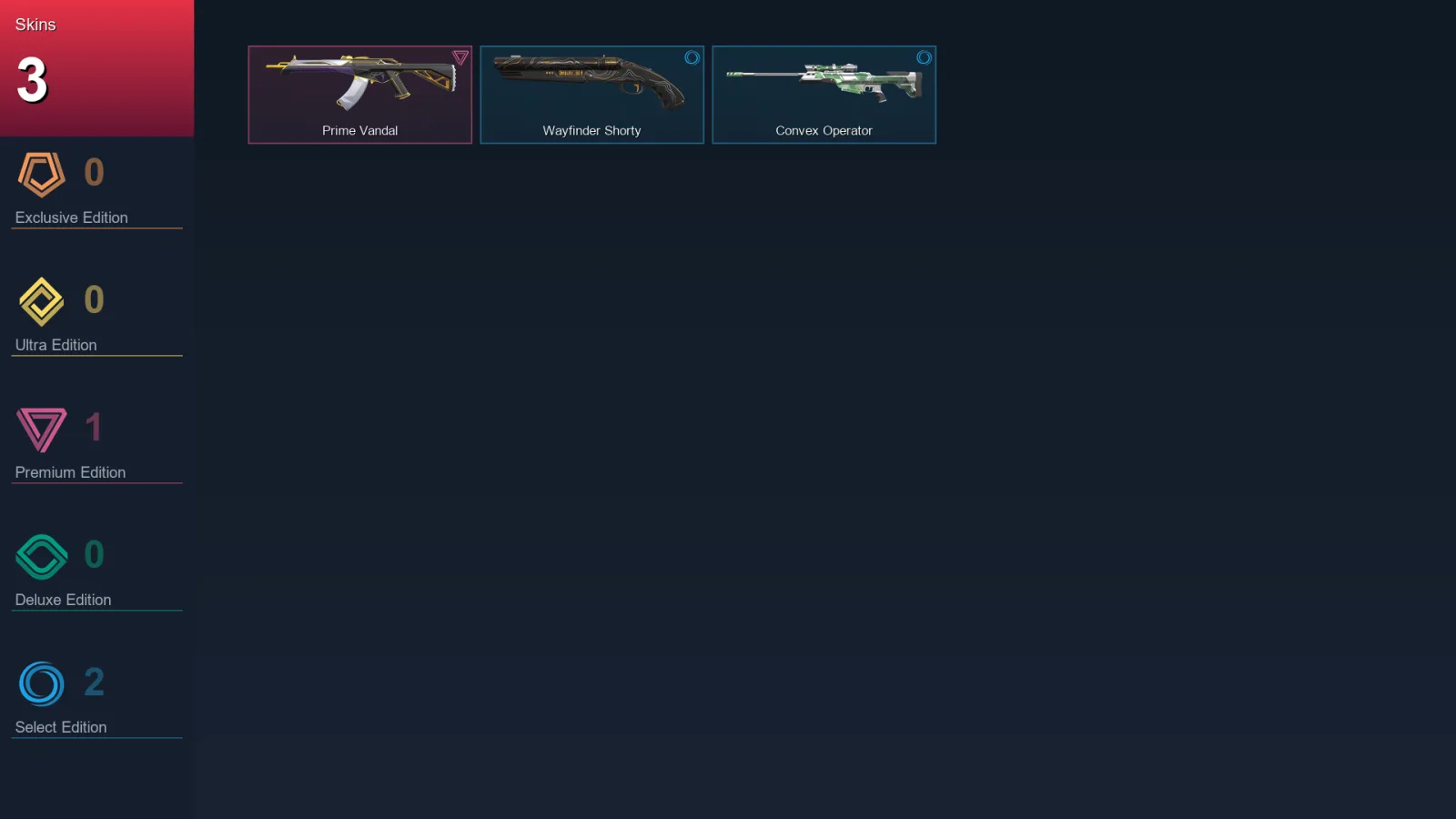 EU | Lv7 | Unranked | 3 Skin | 7 Agent | 5 Buddy — Prime Vandal