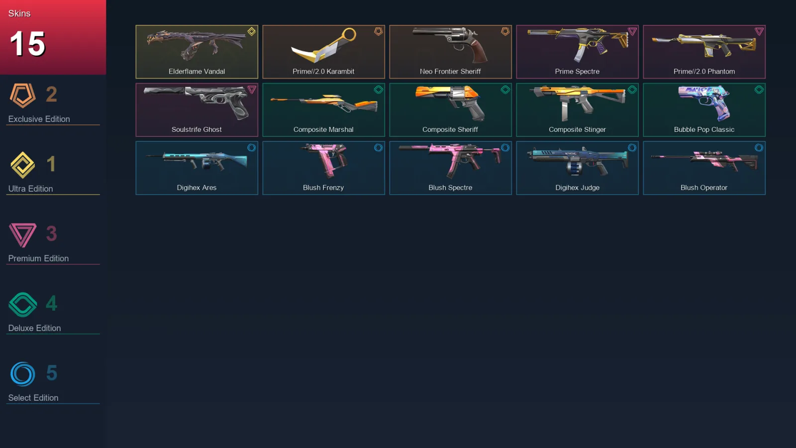 NA | Lv48 | Unranked | 15 Skin | 18 Agent | 33 Buddy