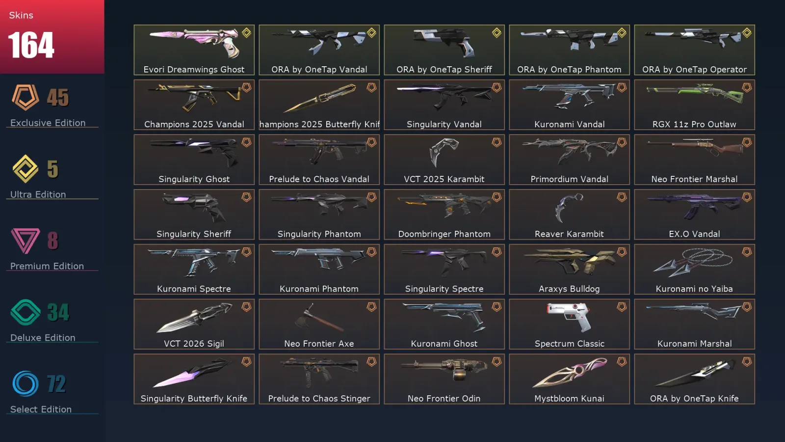 [Valorant] | EU | Level 201 | Platinum 1 | 29 Agents | 164 Skins — Valorant account