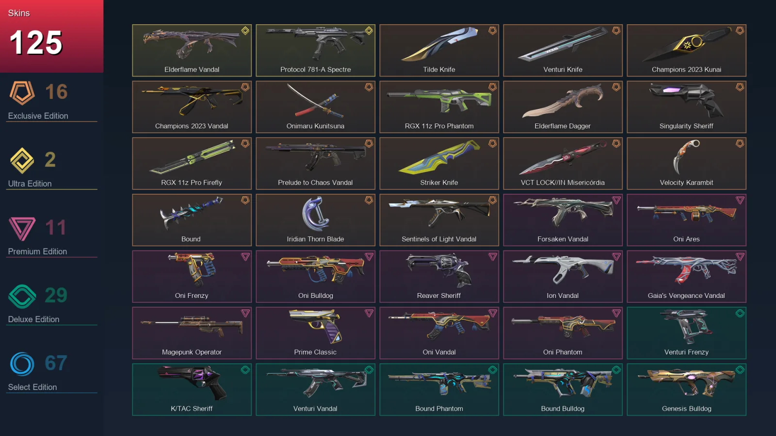EU | Lv196 | Unranked | 125 Skin | 26 Agent | 119 Buddy