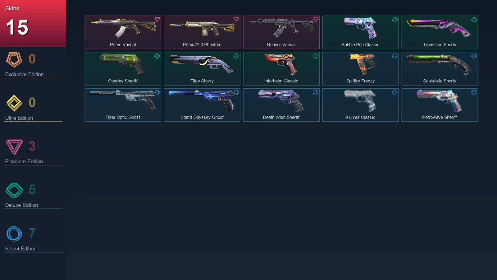 AP | Lv218 | Unranked | 15 Skin | 25 Agent | 82 Buddy