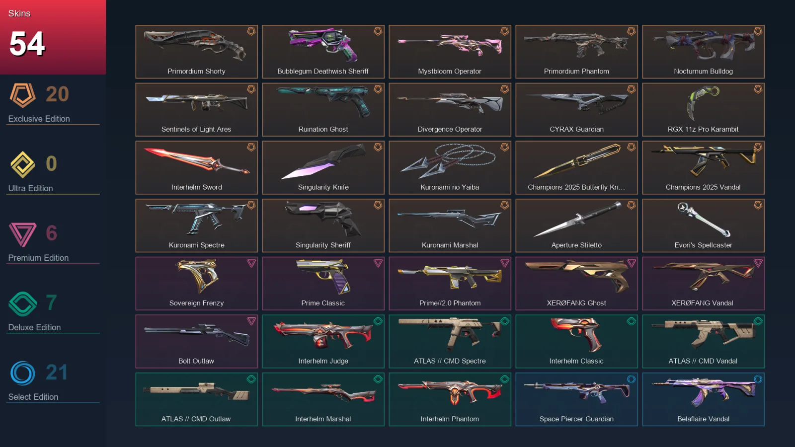 NA | Lv37 | Unranked | 54 Skin | 14 Agent | 27 Buddy