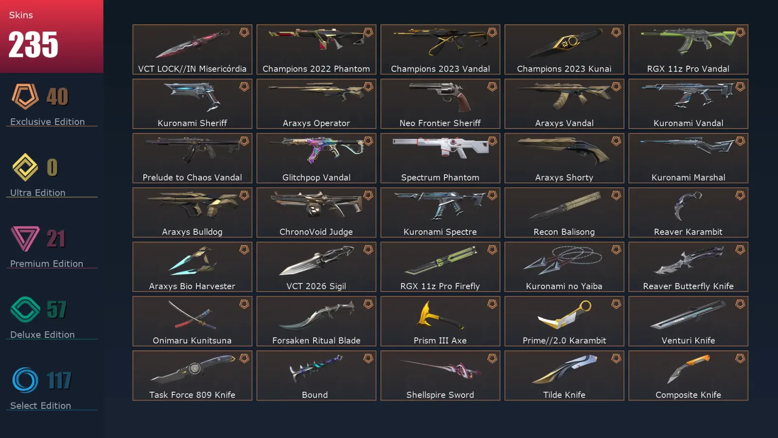 [Valorant] | EU | Level 500 | 29 Agents | 235 Skins