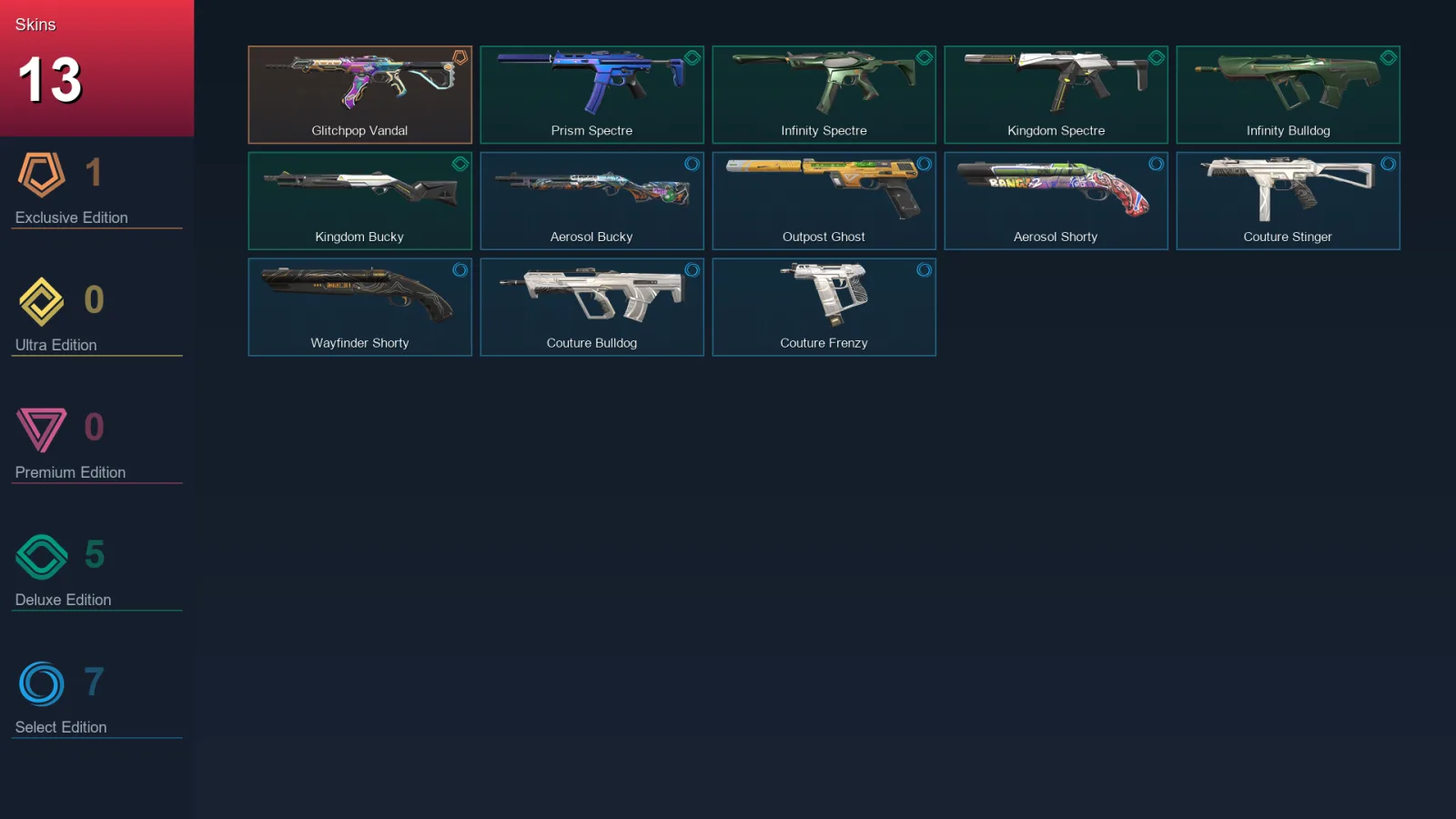 EU | Lv7 | Unranked | 13 Skin | 9 Agent | 14 Buddy