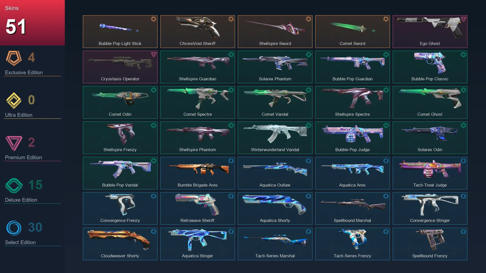 EU | Lv95 | Unranked | 51 Skin | 27 Agent | 59 Buddy — Valorant account