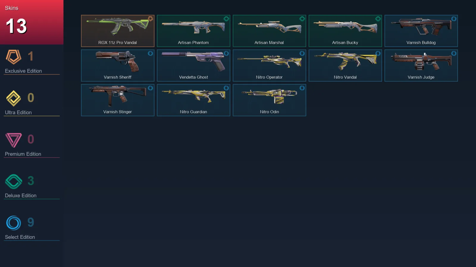AP | Lv82 | Unranked | 13 Skin | 18 Agent | 41 Buddy