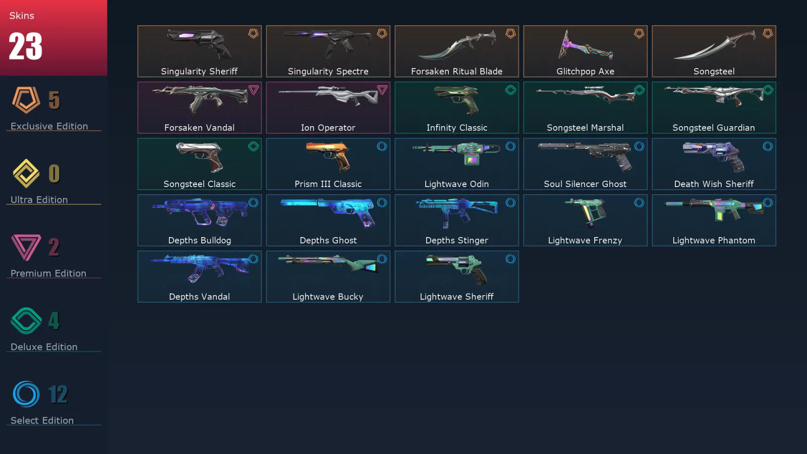 [Valorant] | EU | Level 116 | 22 Agents | 23 Skins