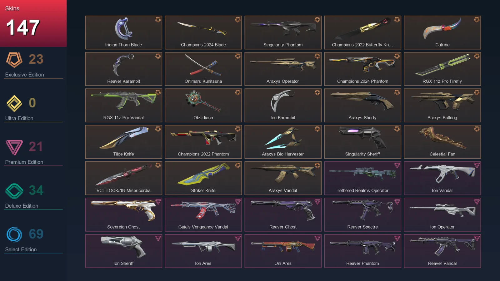 NA | Lv175 | Unranked | 147 Skin | 29 Agent | 117 Buddy — Hue Shift Shorty