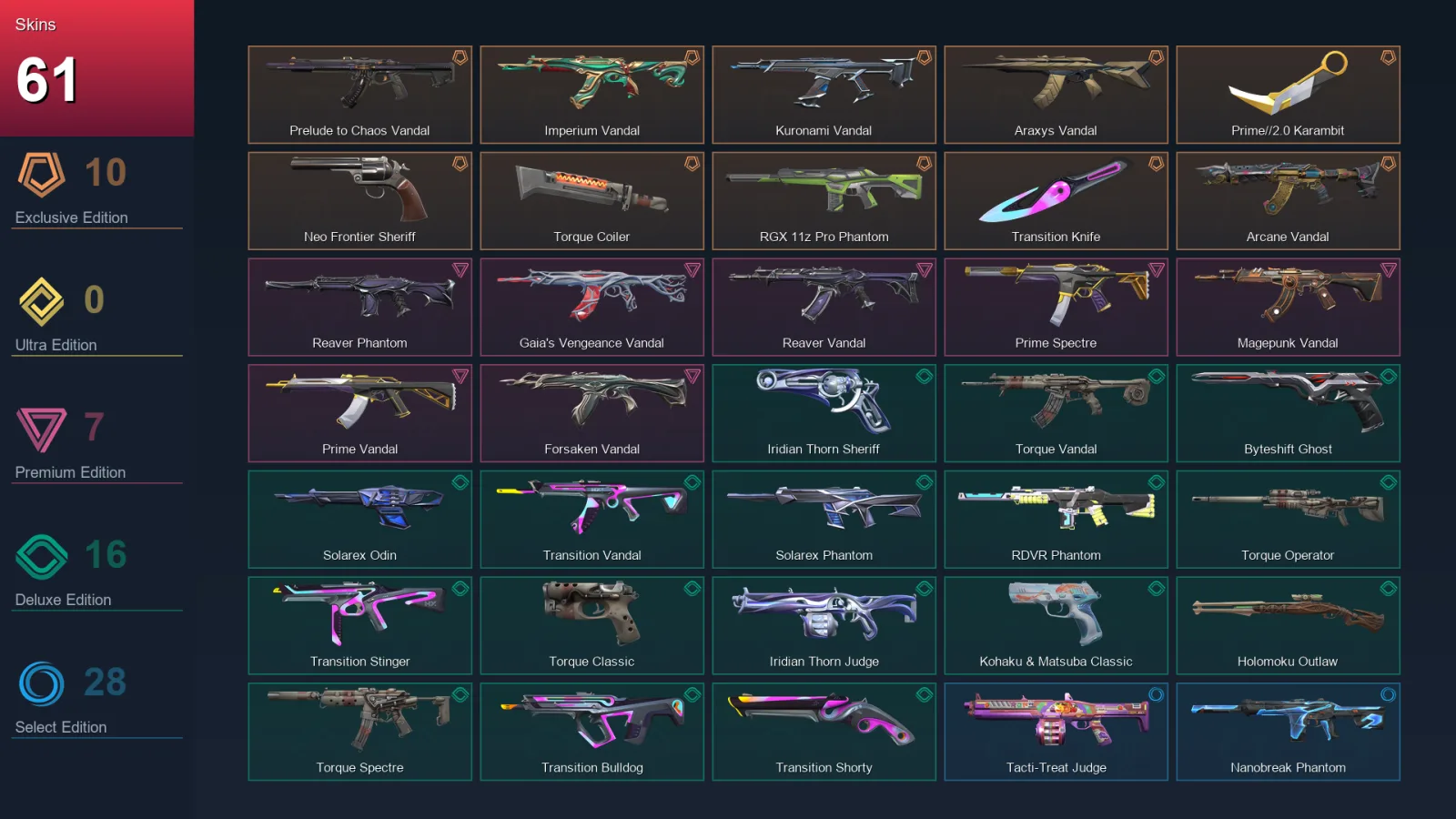 BR | Lv123 | Unranked | 61 Skin | 24 Agent | 55 Buddy