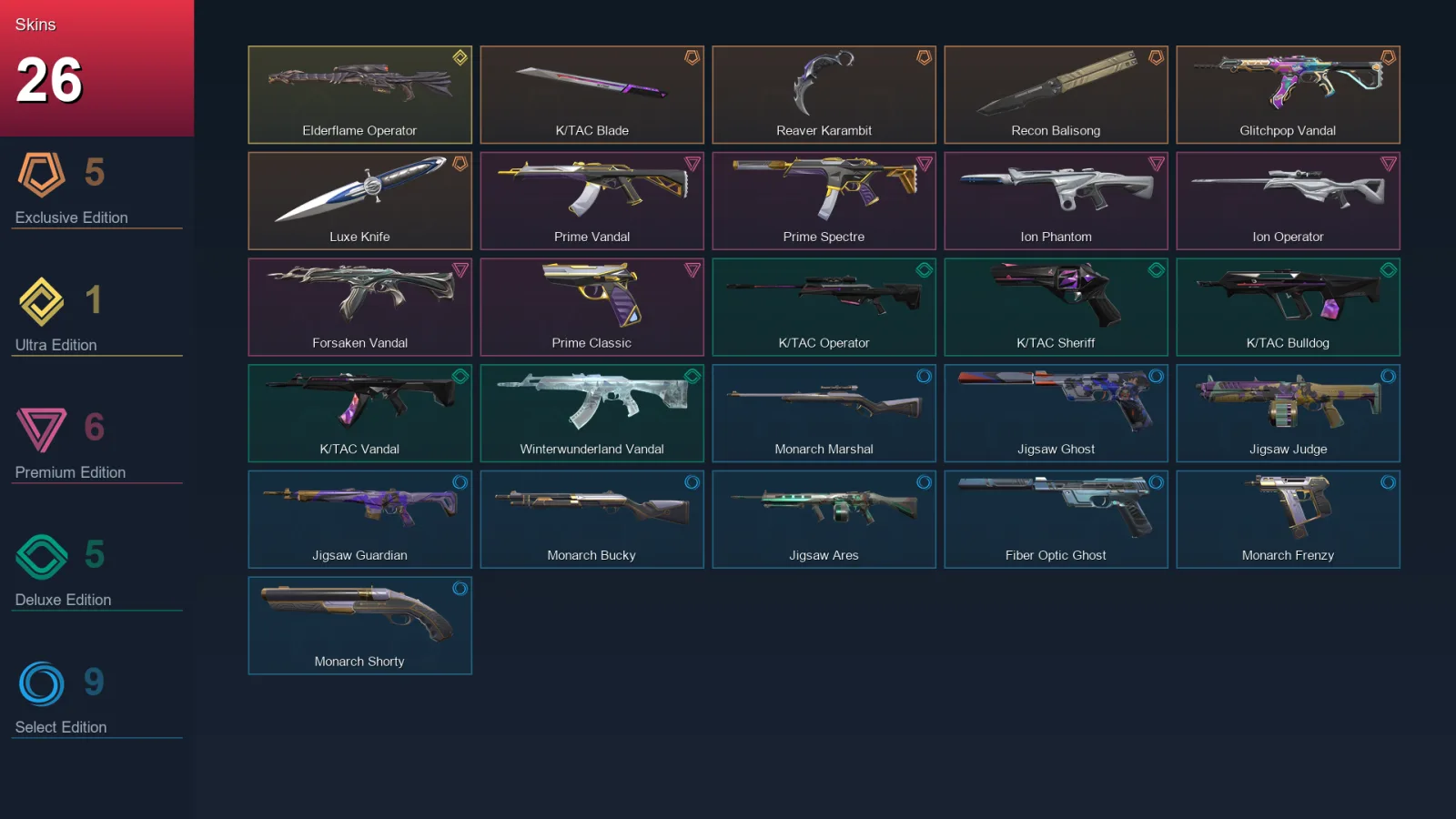 AP | Lv98 | Unranked | 26 Skin | 26 Agent | 43 Buddy