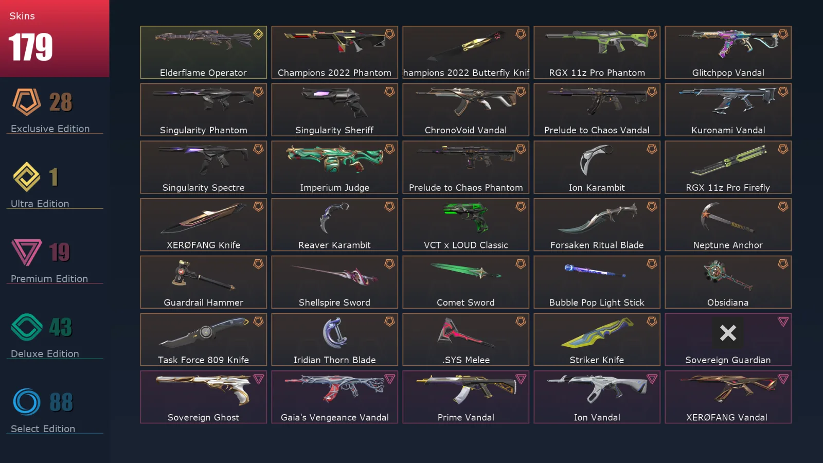 [Valorant] | EU | Level 323 | Diamond 2 | 29 Agents | 179 Skins