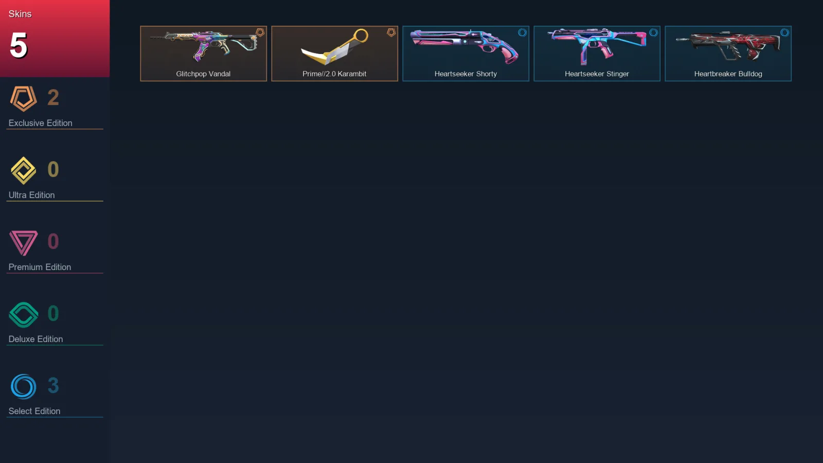 NA | Lv13 | Unranked | 5 Skin | 8 Agent | 4 Buddy