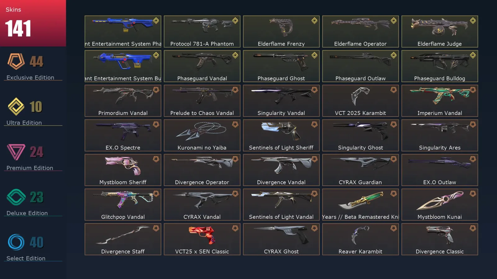 [Valorant] | EU | Level 226 | Platinum 3 | 29 Agents | 141 Skins — Valorant account