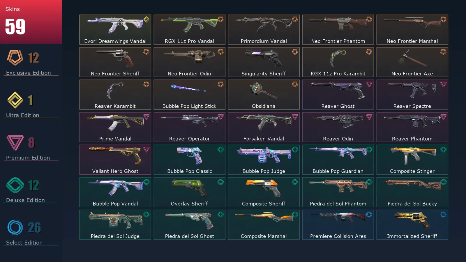 [Valorant] | EU | Level 205 | 25 Agents | 59 Skins — Valorant account