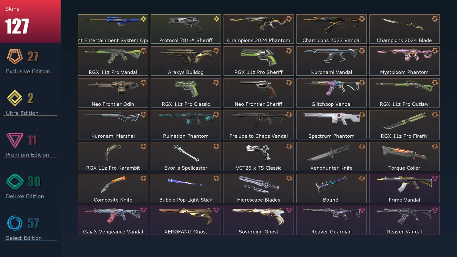 [Valorant] | EU | Level 269 | Platinum 2 | 29 Agents | 127 Skins — Valorant account