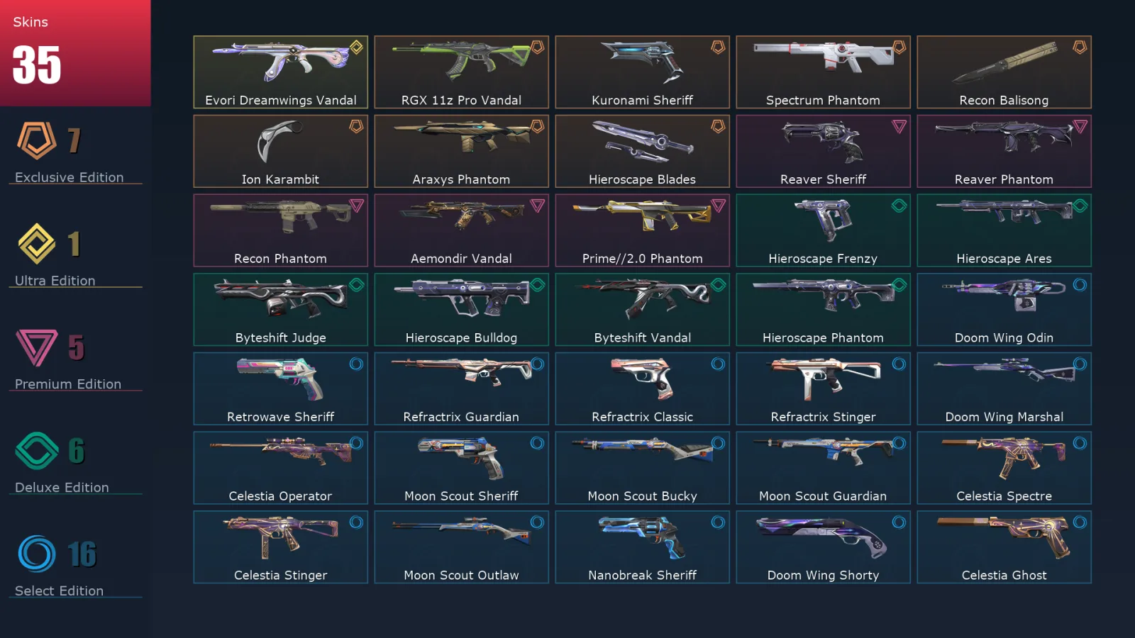 [Valorant] | EU | Level 107 | 27 Agents | 35 Skins