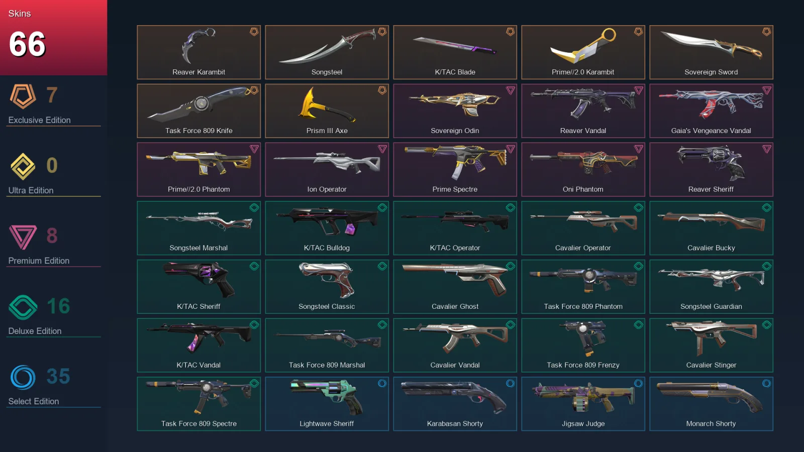 AP | Reaver Karambit | Songsteel | K/TAC Blade | Prime//2.0 Karambit | 66 Skin | 27 Agent | 81 Buddy | Lv110