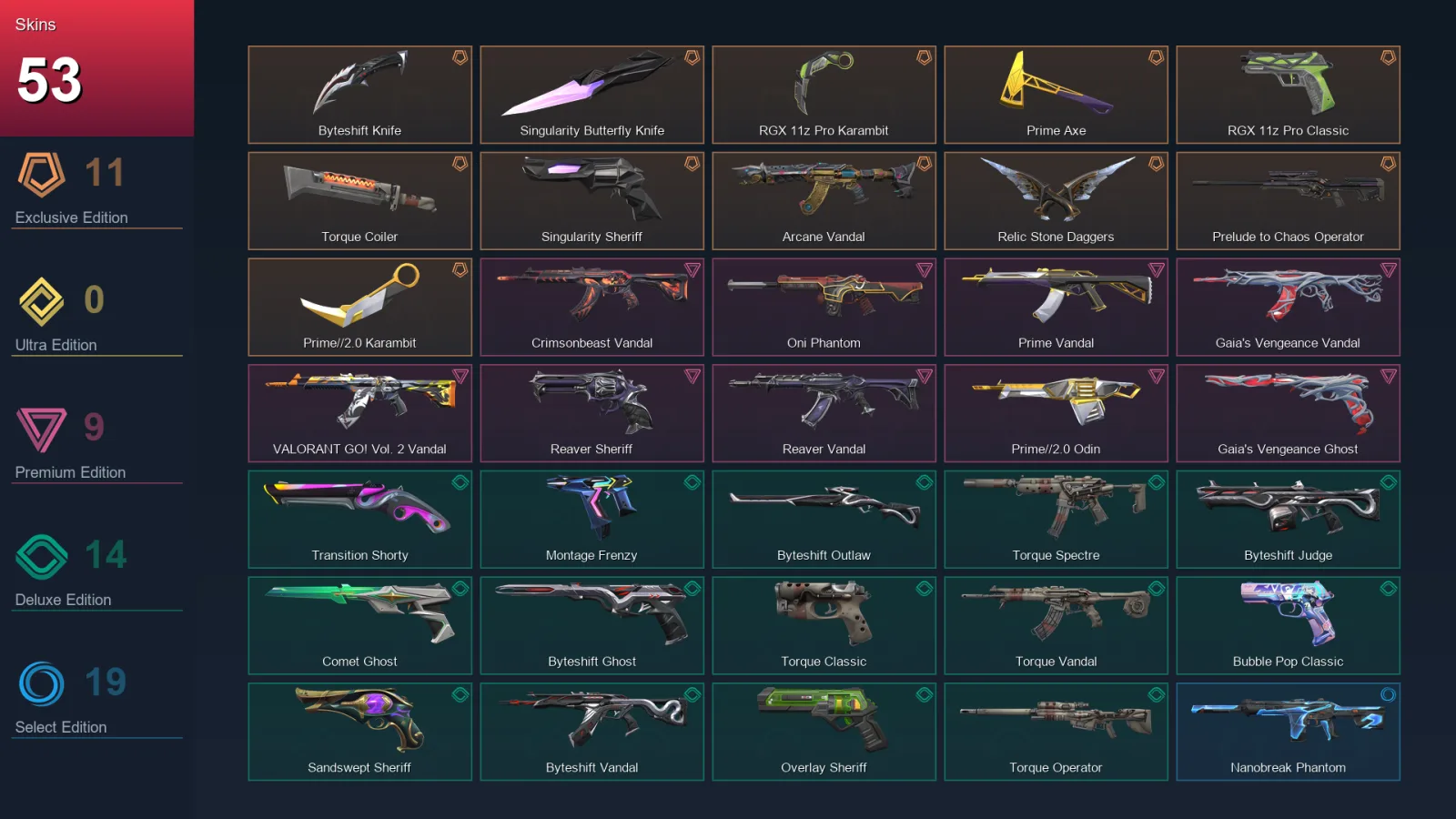 NA | Lv320 | Unranked | 53 Skin | 28 Agent | 79 Buddy