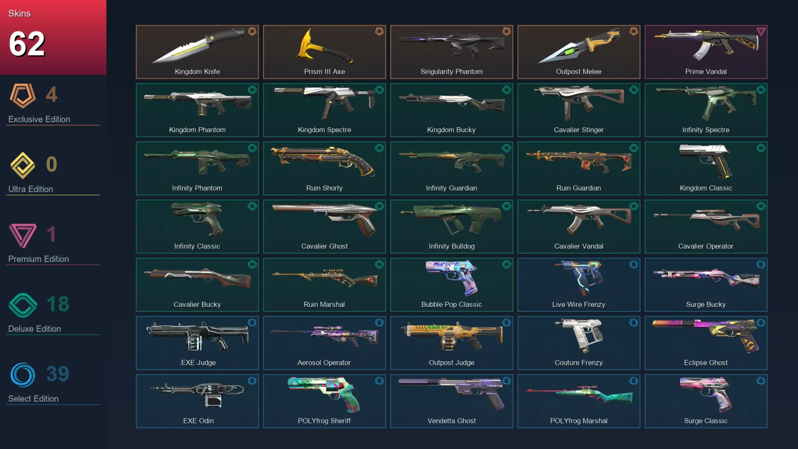 AP | Lv195 | Unranked | 62 Skin | 26 Agent | 103 Buddy — Valorant account