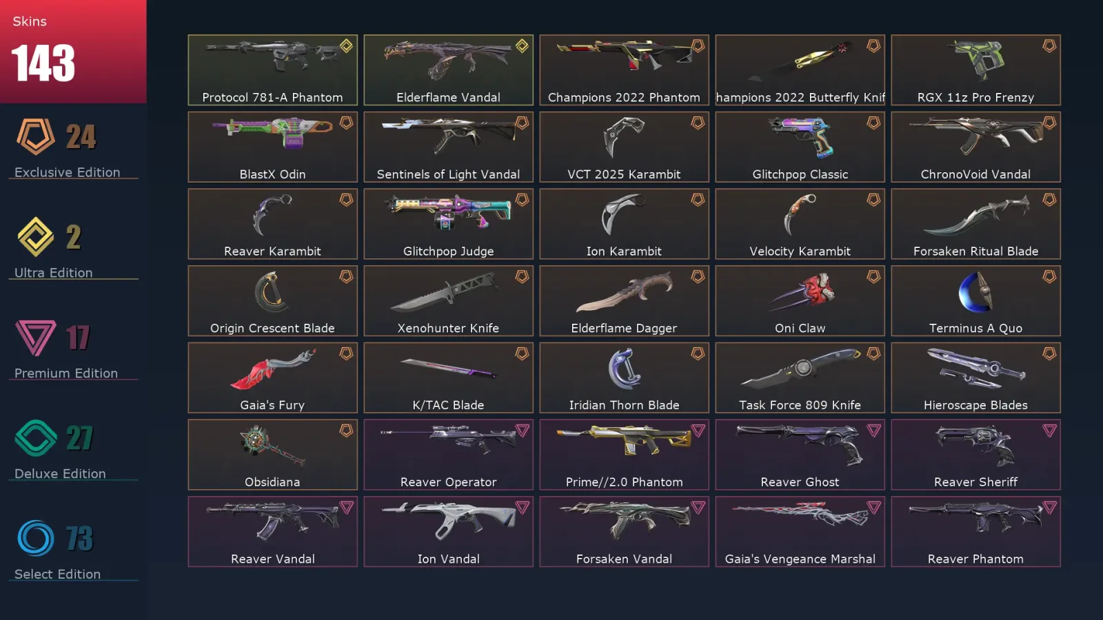 [Valorant] | EU | Level 281 | Diamond 2 | 25 Agents | 143 Skins — Valorant account