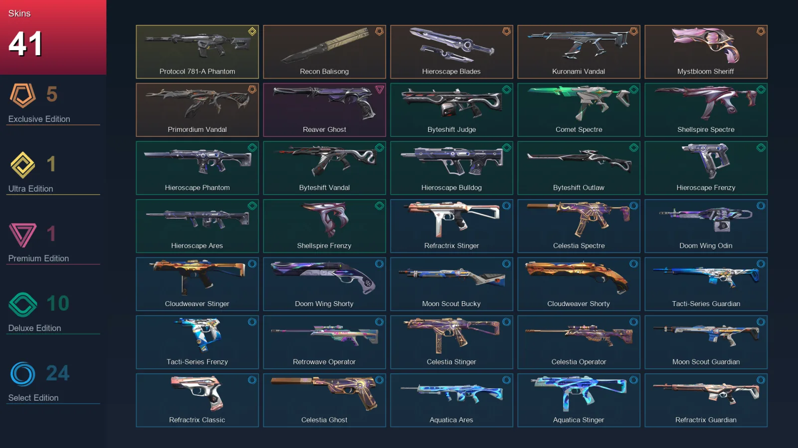 EU | Lv44 | Unranked | 41 Skin | 13 Agent | 34 Buddy