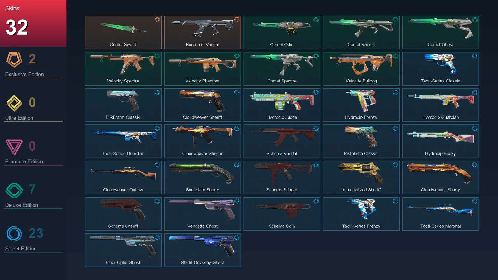 EU | Lv176 | Unranked | 32 Skin | 25 Agent | 84 Buddy