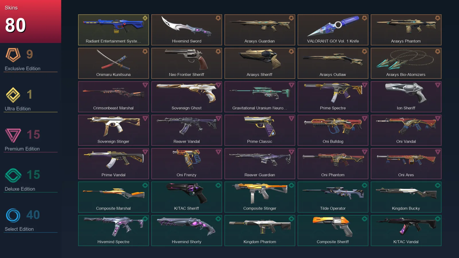 AP | Lv147 | Unranked | 80 Skin | 26 Agent | 100 Buddy