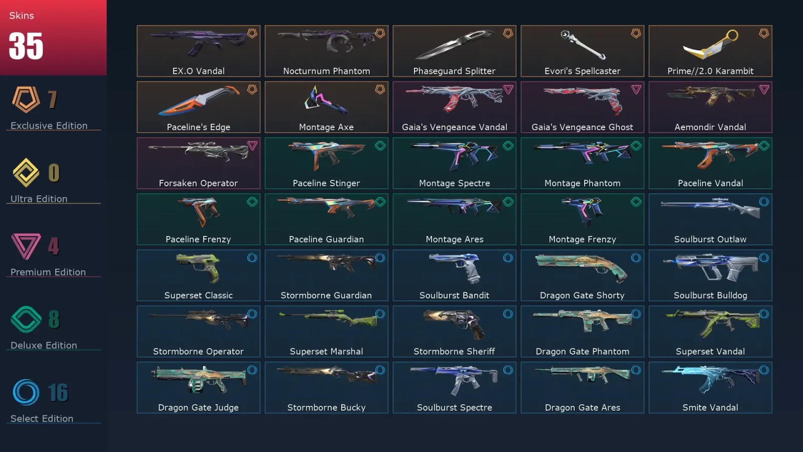 [Valorant] | EU | Level 60 | 17 Agents | 35 Skins