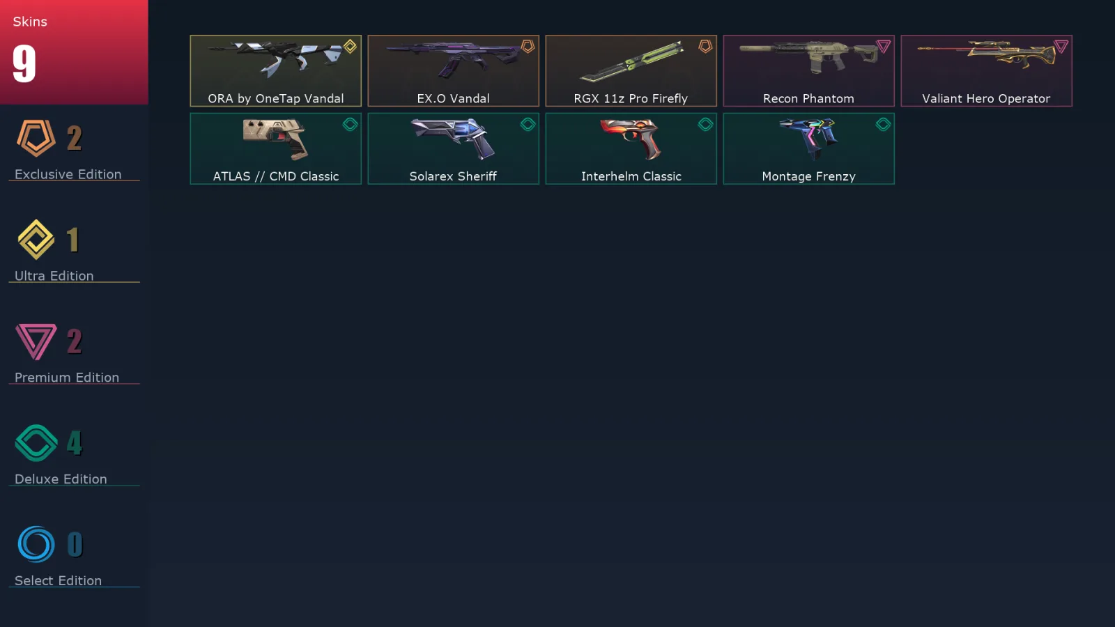 [Valorant] | EU | Level 117 | Diamond 2 | 23 Agents | 9 Skins