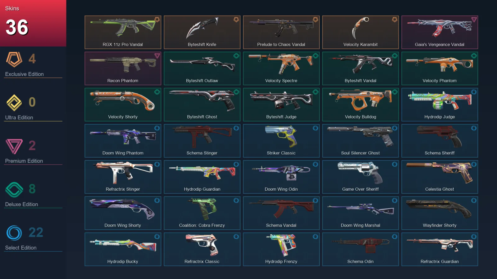 EU | Lv130 | Unranked | 36 Skin | 27 Agent | 83 Buddy